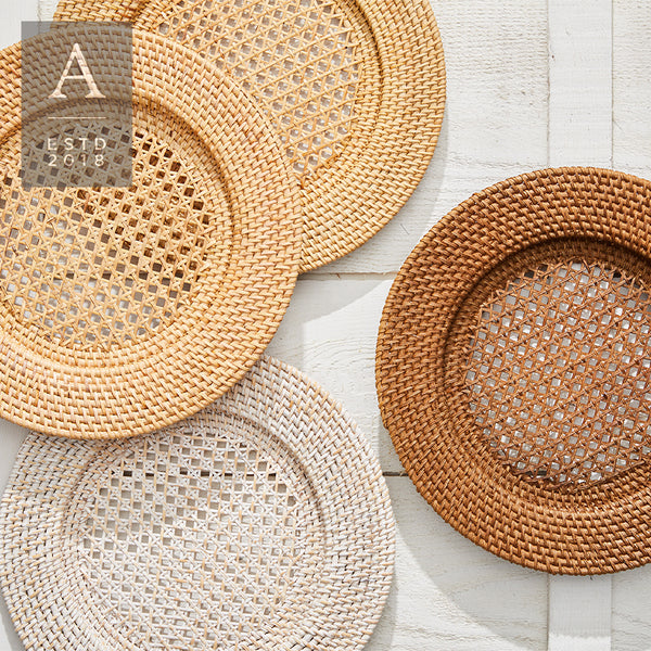 RATTAN WHITEWASH CHARGER PLATE