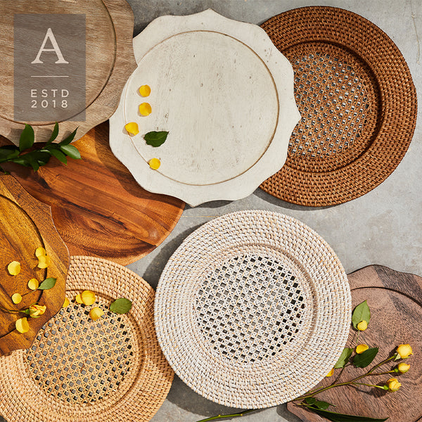 RATTAN WHITEWASH CHARGER PLATE