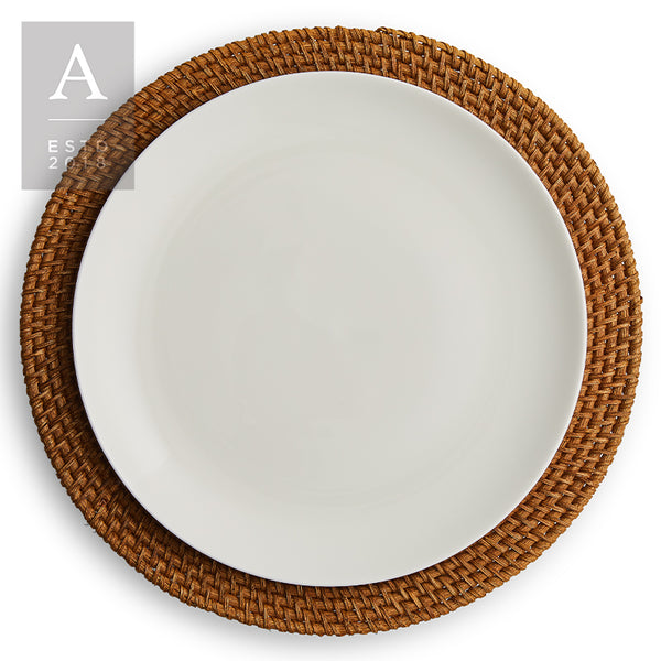 RATTAN WALNUT CHARGER PLATE