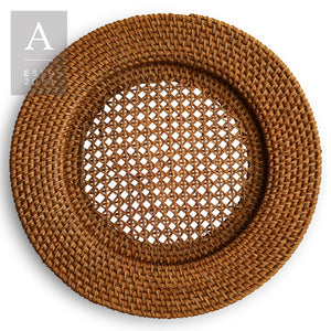 RATTAN WALNUT CHARGER PLATE