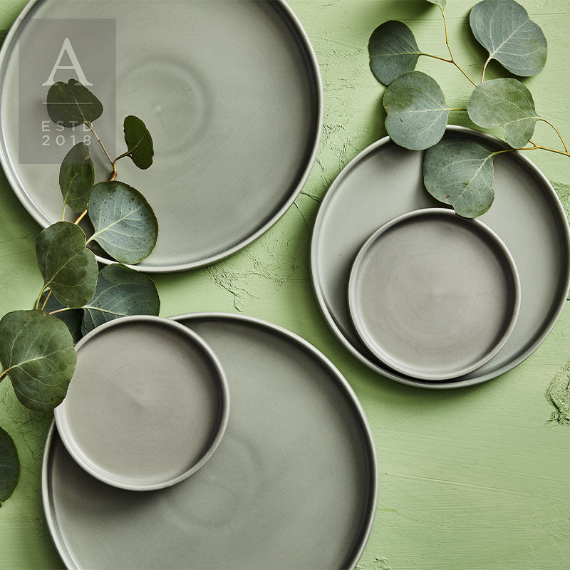 Stoneware Dinner Set Stoneware Dish Set KALEB FOREST GREY