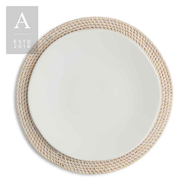 RATTAN WHITEWASH CHARGER PLATE