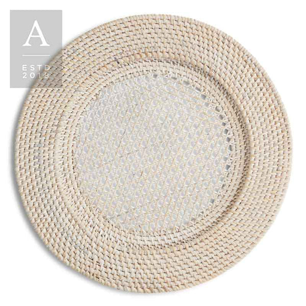 RATTAN WHITEWASH CHARGER PLATE
